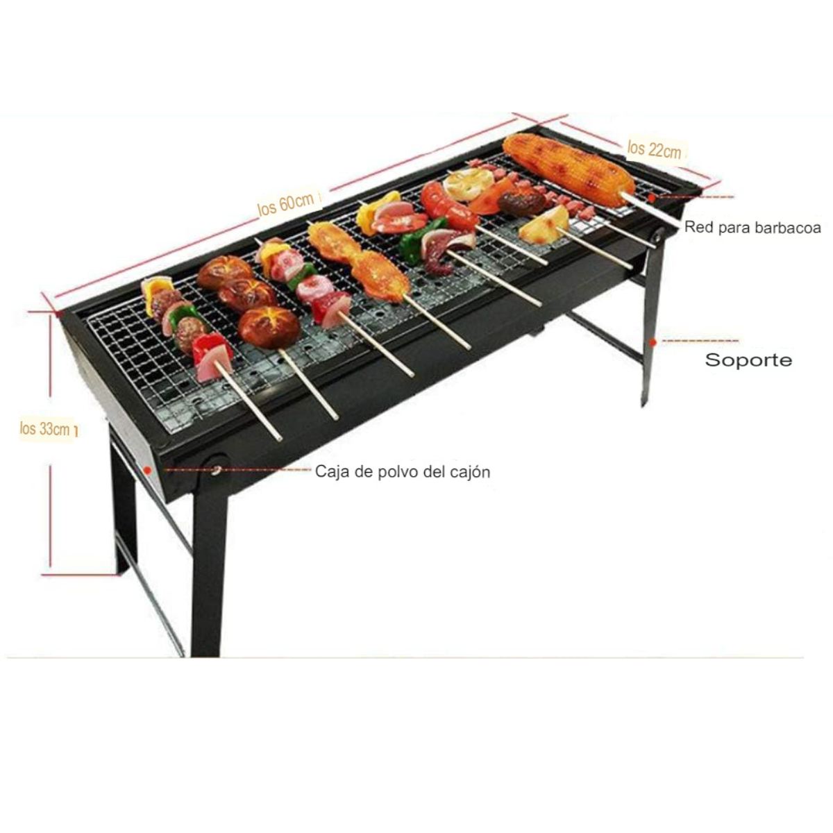 D4-Parrilla Portátil a Carbón con Patas Plegables