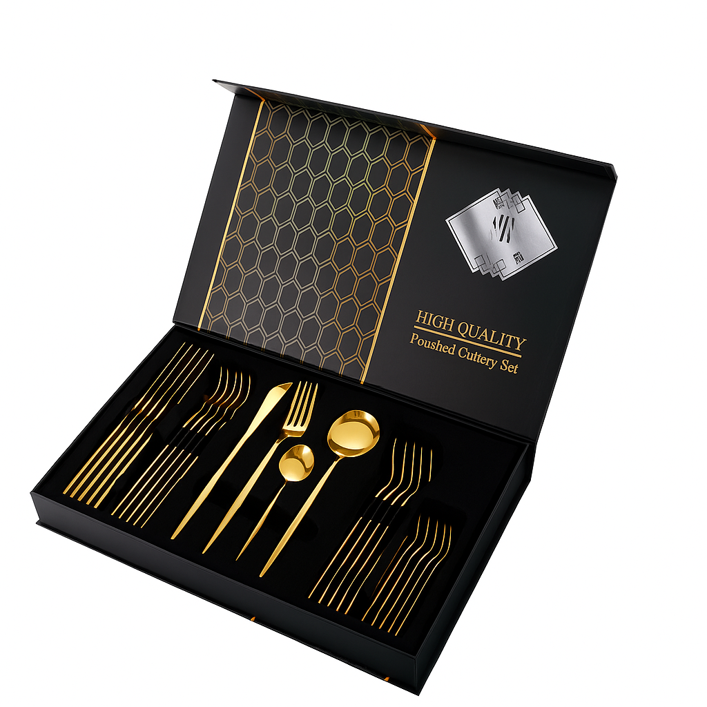 D4-Set de cubiertos dorados (24 piezas)